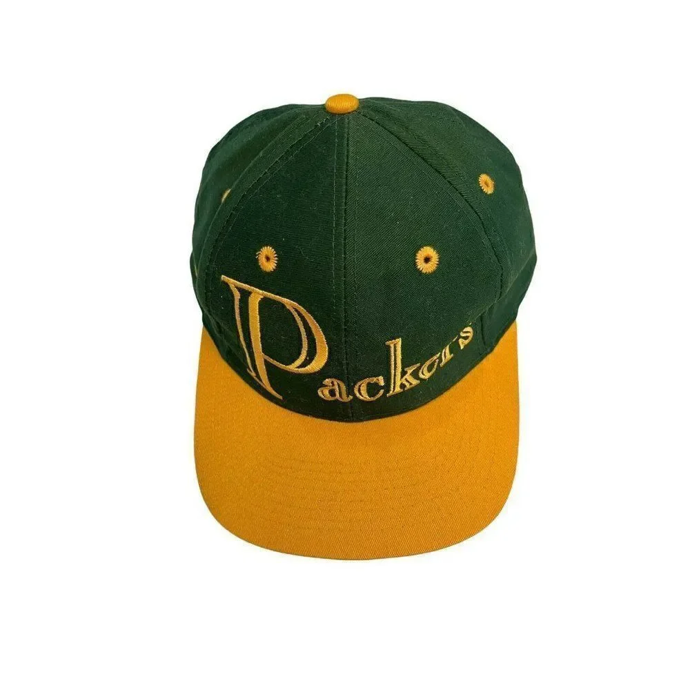 Green Bay Packers Spelled Out Cap One Size Snapback Hat Vtg NFL Throwback Unisex